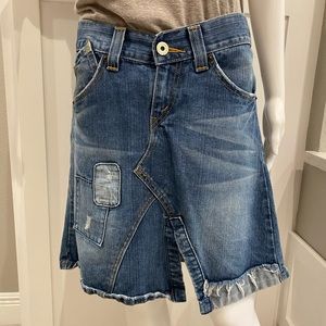 Retro Levi’s Deconstructed Denim Mini Skirt Size 5 Soft Boho A Line